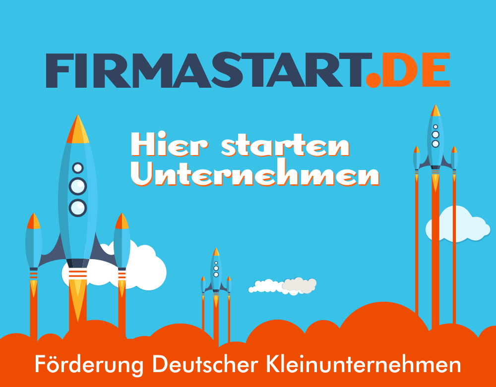 FirmaStart Kleinunternehmen Forderung Gründer dargestellt durch abfliegende Raketen